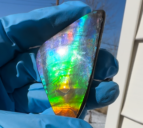 🌈Rare Large! 2.28" Thick! Imperial Rainbow! ,Ammolite, NATURAL Hand POLISHED Loose stone 58x36mm Loose Gemstones,gemstone High Grade IMP95