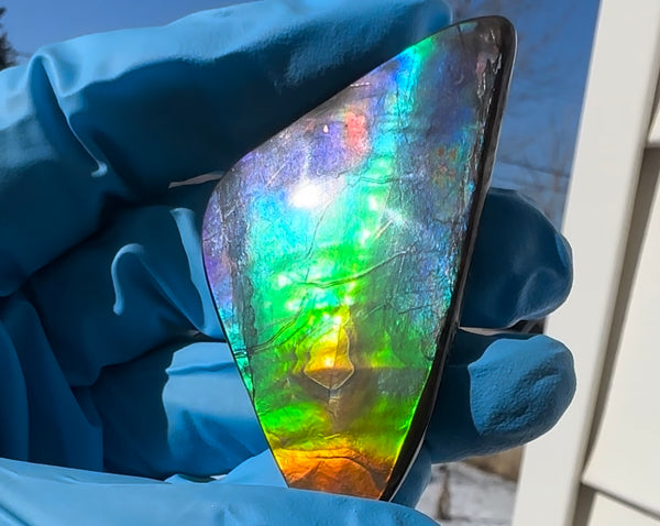 🌈Rare Large! 2.28" Thick! Imperial Rainbow! ,Ammolite, NATURAL Hand POLISHED Loose stone 58x36mm Loose Gemstones,gemstone High Grade IMP95