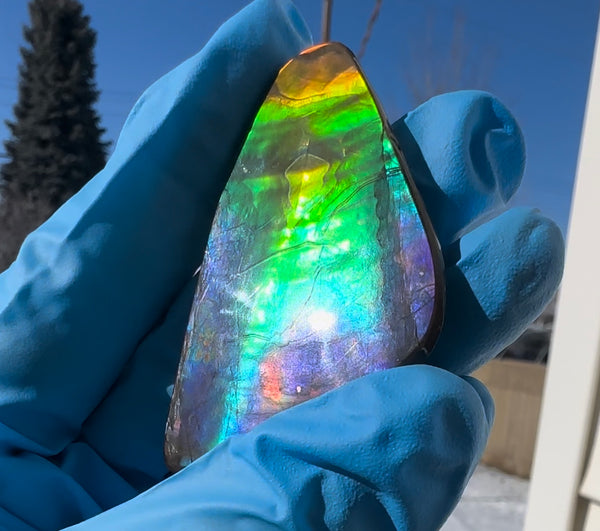 🌈Rare Large! 2.28" Thick! Imperial Rainbow! ,Ammolite, NATURAL Hand POLISHED Loose stone 58x36mm Loose Gemstones,gemstone High Grade IMP95
