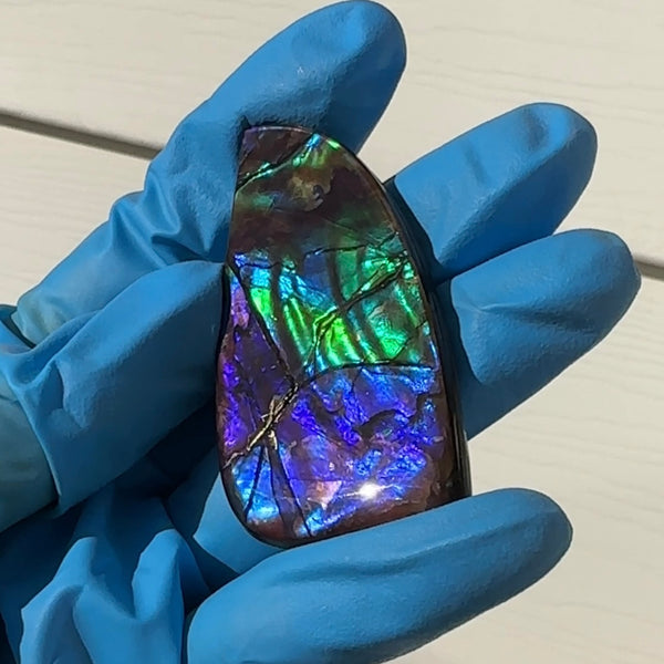 Large!  Loose Stone,Ammolite,Freeform, Cabochon ,63x31mm  Loose gemstone Canadian Ammonite,wrapping jewellery, Beauty!FC-122