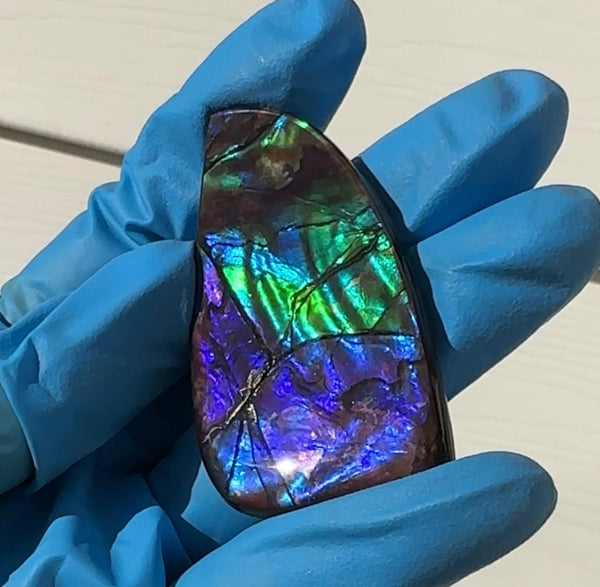 Large!  Loose Stone,Ammolite,Freeform, Cabochon ,63x31mm  Loose gemstone Canadian Ammonite,wrapping jewellery, Beauty!FC-122