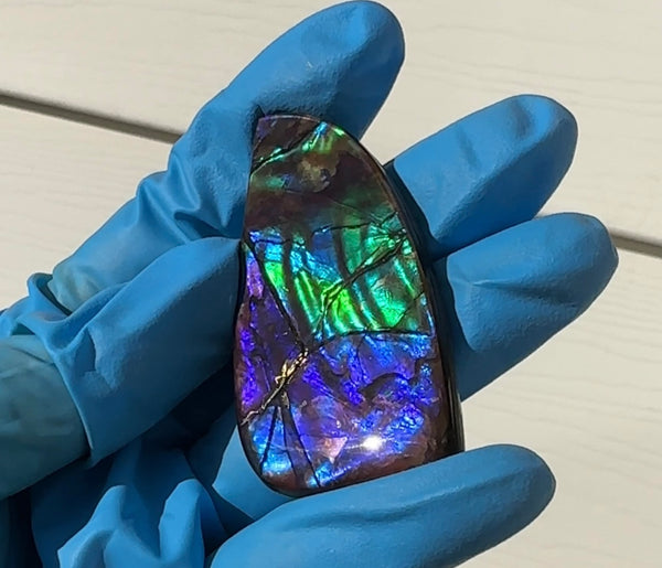 Large!  Loose Stone,Ammolite,Freeform, Cabochon ,63x31mm  Loose gemstone Canadian Ammonite,wrapping jewellery, Beauty!FC-122