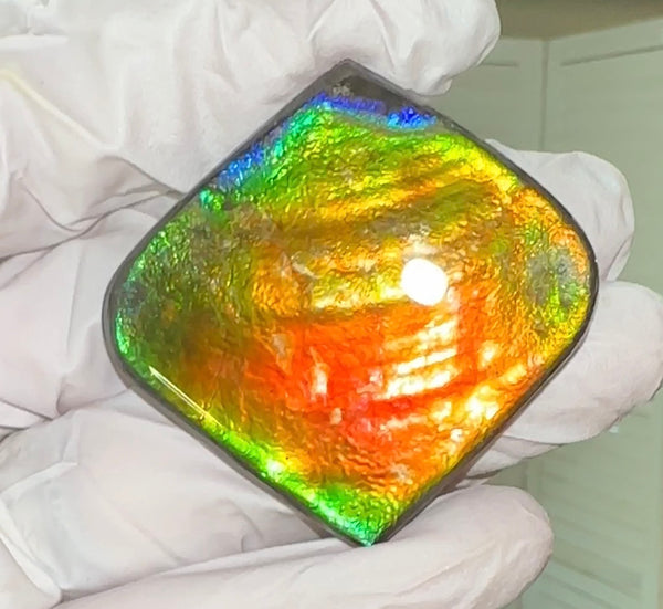 Large,Loose Stone,Ammolite,Freeform, Cabochon ,Loose gemstone Canadian Ammonite,wrapping ,46.5x45.5mm,jewellery,Bright!,.FC-130