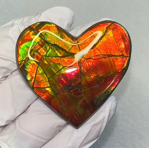 Large, Heart Shaped,Loose Stone,Ammolite,Freeform, Cabochon ,Loose gemstone Canadian Ammonite,wrapping ,49.5x45mm,jewellery FC-131
