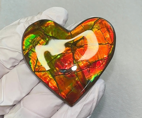 Large, Heart Shaped,Loose Stone,Ammolite,Freeform, Cabochon ,Loose gemstone Canadian Ammonite,wrapping ,49.5x45mm,jewellery FC-131