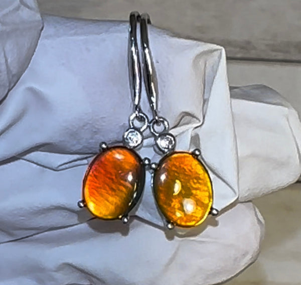 Sterling Silver 10x8mm Ammolite earrings - JWY-0081 (