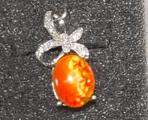 Bright Red and Green Ammolite Pendant  Top 10 mm x 8 mm - JWY-33