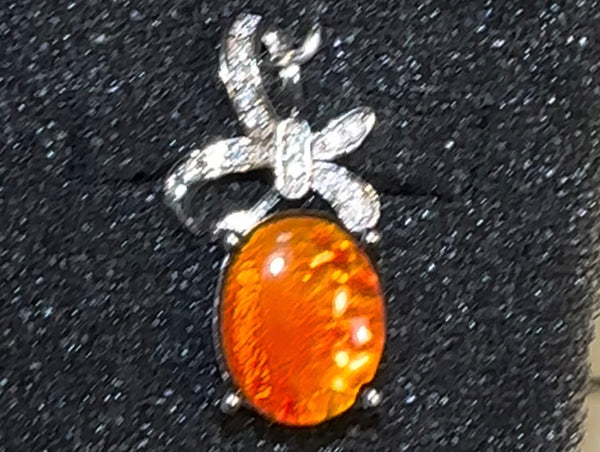 Bright Red and Green Ammolite Pendant  Top 10 mm x 8 mm - JWY-33