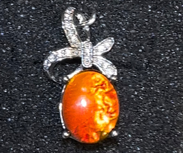 Bright Red and Green Ammolite Pendant  Top 10 mm x 8 mm - JWY-33