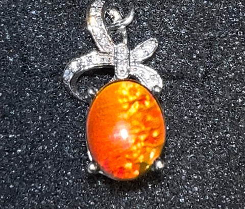 Bright Red and Green Ammolite Pendant  Top 10 mm x 8 mm - JWY-33