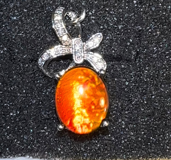 Bright Red and Green Ammolite Pendant  Top 10 mm x 8 mm - JWY-33
