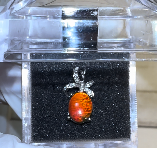 Bright Red and Green Ammolite Pendant  Top 10 mm x 8 mm - JWY-33