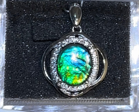 .925 Sterling Silver Ammolite Pendant  - JWY-11　
