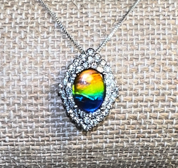 .925 Sterling Silver Ammolite Pendant  - JWY-121