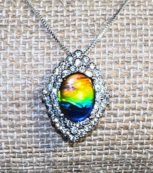 .925 Sterling Silver Ammolite Pendant  - JWY-121