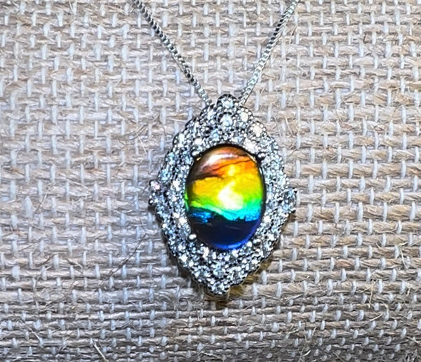 .925 Sterling Silver Ammolite Pendant  - JWY-121