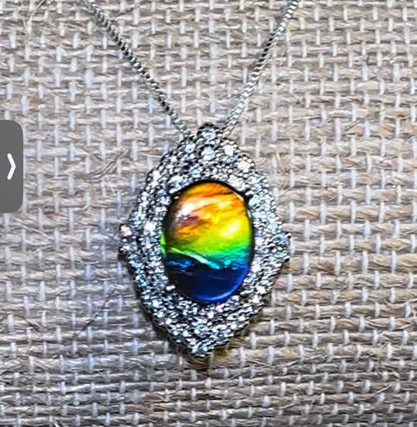 .925 Sterling Silver Ammolite Pendant  - JWY-121