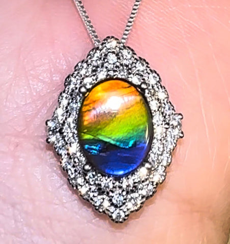 .925 Sterling Silver Ammolite Pendant  - JWY-121