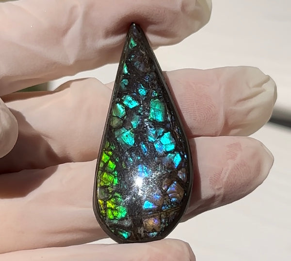 Loose Stone, Ammolite,Freeform, Cabochon48x20mm,  Loose gemstone Canadian Ammonite,wrapping jewellery,FC-199