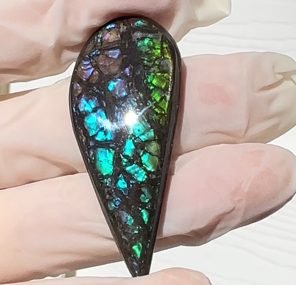 Loose Stone, Ammolite,Freeform, Cabochon48x20mm,  Loose gemstone Canadian Ammonite,wrapping jewellery,FC-199