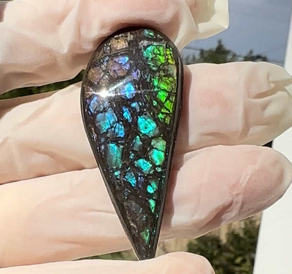 Loose Stone, Ammolite,Freeform, Cabochon48x20mm,  Loose gemstone Canadian Ammonite,wrapping jewellery,FC-199