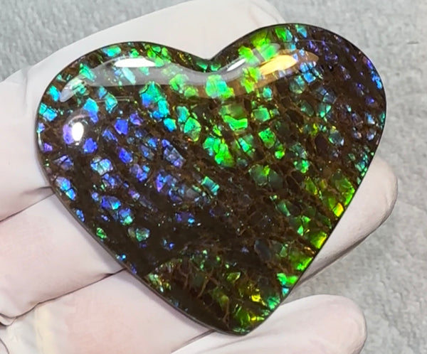 Large,Heart shaped purple blue and green, Loose stone, high grade rainbow color,Ammolite,Freeform, Cabochon,gemstone Canadian Ammonite,wrapping jewellery,Purple,Blue,Green. FC-276