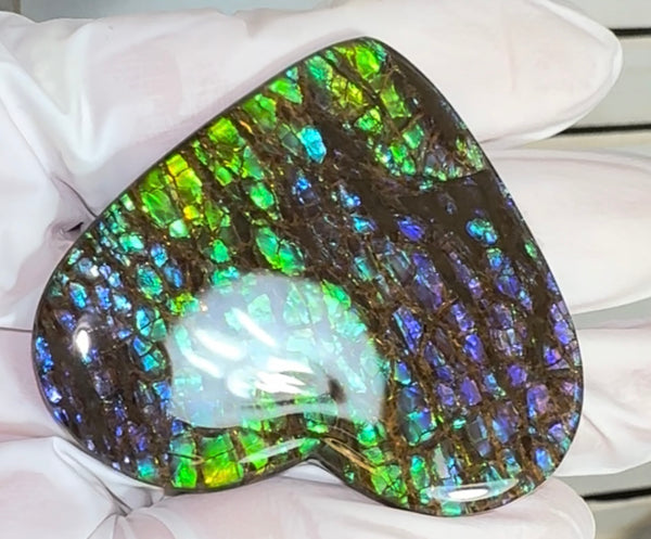 Large,Heart shaped purple blue and green, Loose stone, high grade rainbow color,Ammolite,Freeform, Cabochon,gemstone Canadian Ammonite,wrapping jewellery,Purple,Blue,Green. FC-276