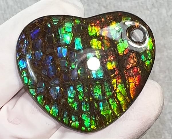 Heart shaped Loose stone, high grade rainbow color,Ammolite,Freeform, Cabochon,gemstone Canadian Ammonite,wrapping jewellery,Purple,Blue,Green. FC-273