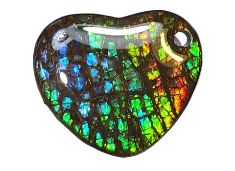 Heart shaped Loose stone, high grade rainbow color,Ammolite,Freeform, Cabochon,gemstone Canadian Ammonite,wrapping jewellery,Purple,Blue,Green. FC-273