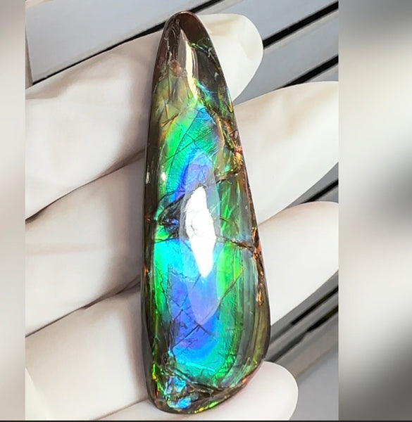 High-Grade Ammolite Gemstone with Stunning Ripple and Floral Patterns and Hints of Pink,  50x32.4mm Loose Gemstones,gemstone FFNT219 Free shipping!
