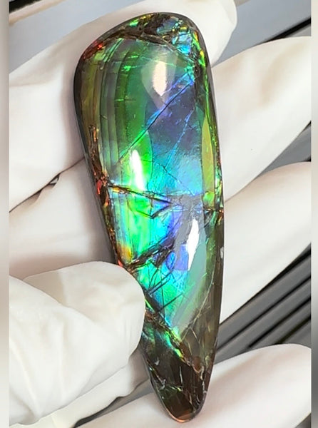 High-Grade Ammolite Gemstone with Stunning Ripple and Floral Patterns and Hints of Pink,  50x32.4mm Loose Gemstones,gemstone FFNT219 Free shipping!