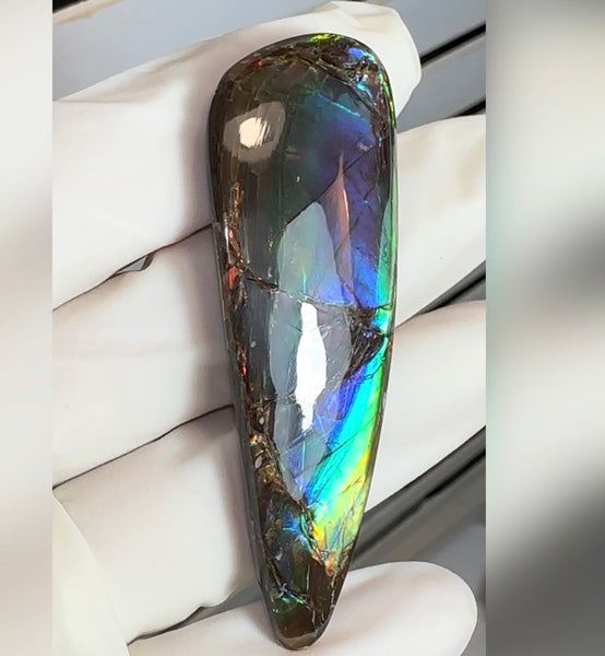 High-Grade Ammolite Gemstone with Stunning Ripple and Floral Patterns and Hints of Pink,  50x32.4mm Loose Gemstones,gemstone FFNT219 Free shipping!