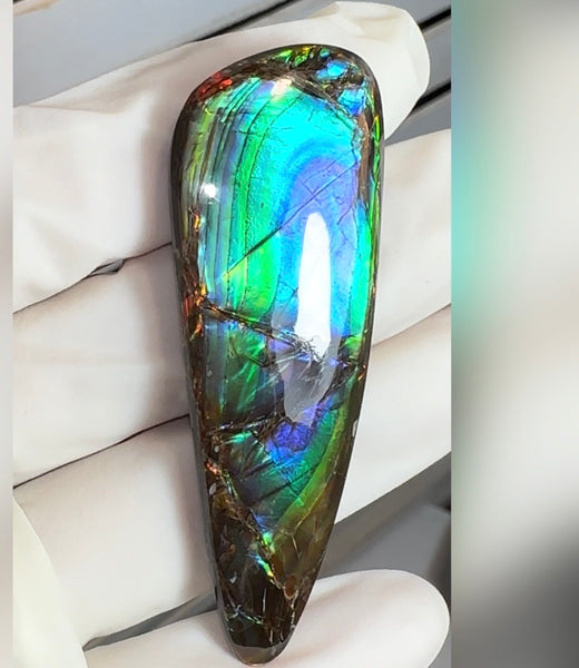 High-Grade Ammolite Gemstone with Stunning Ripple and Floral Patterns and Hints of Pink,  50x32.4mm Loose Gemstones,gemstone FFNT219 Free shipping!