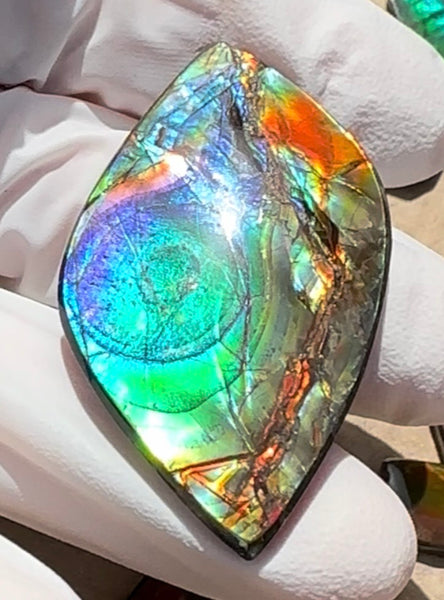 High-Grade Ammolite Gemstone with Stunning Ripple and Floral Patterns and Hints of Pink,  50x32.4mm Loose Gemstones,gemstone FFNT219 Free shipping!