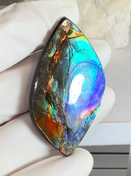High-Grade Ammolite Gemstone with Stunning Ripple and Floral Patterns and Hints of Pink,  50x32.4mm Loose Gemstones,gemstone FFNT219 Free shipping!