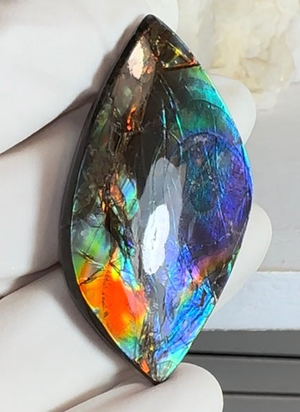 High-Grade Ammolite Gemstone with Stunning Ripple and Floral Patterns and Hints of Pink,  50x32.4mm Loose Gemstones,gemstone FFNT219 Free shipping!