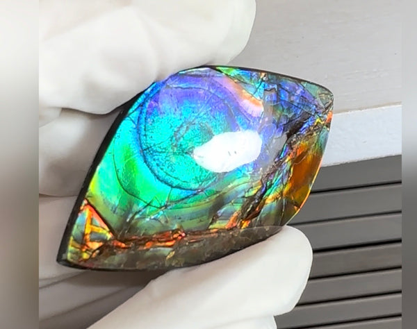 High-Grade Ammolite Gemstone with Stunning Ripple and Floral Patterns and Hints of Pink,  50x32.4mm Loose Gemstones,gemstone FFNT219 Free shipping!