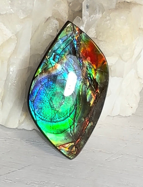 High-Grade Ammolite Gemstone with Stunning Ripple and Floral Patterns and Hints of Pink,  50x32.4mm Loose Gemstones,gemstone FFNT219 Free shipping!