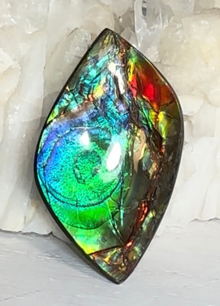 High-Grade Ammolite Gemstone with Stunning Ripple and Floral Patterns and Hints of Pink,  50x32.4mm Loose Gemstones,gemstone FFNT219 Free shipping!