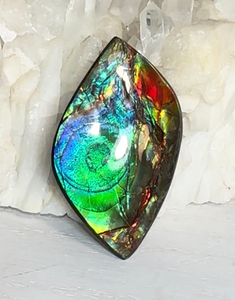 High-Grade Ammolite Gemstone with Stunning Ripple and Floral Patterns and Hints of Pink,  50x32.4mm Loose Gemstones,gemstone FFNT219 Free shipping!