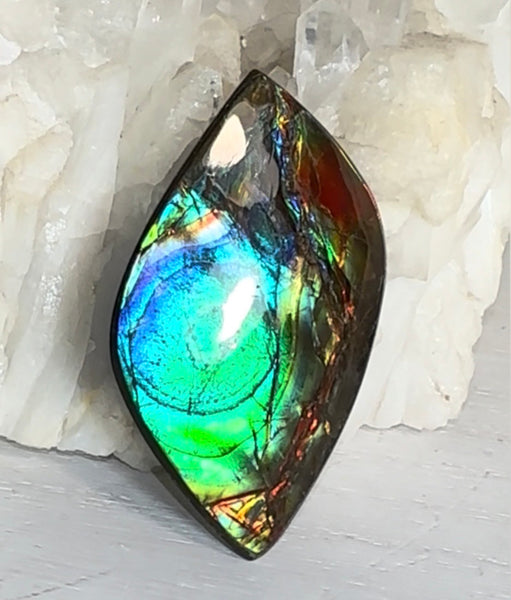 High-Grade Ammolite Gemstone with Stunning Ripple and Floral Patterns and Hints of Pink,  50x32.4mm Loose Gemstones,gemstone FFNT219 Free shipping!