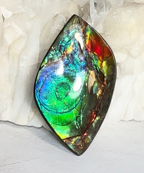 High-Grade Ammolite Gemstone with Stunning Ripple and Floral Patterns and Hints of Pink,  50x32.4mm Loose Gemstones,gemstone FFNT219 Free shipping!