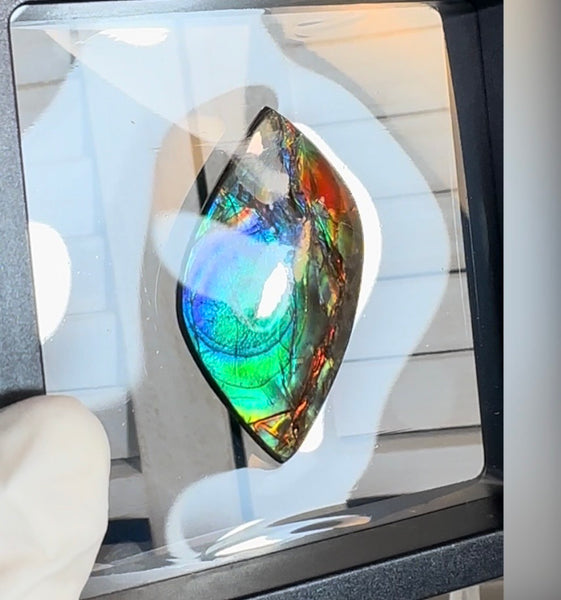 High-Grade Ammolite Gemstone with Stunning Ripple and Floral Patterns and Hints of Pink,  50x32.4mm Loose Gemstones,gemstone FFNT219 Free shipping!