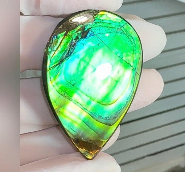 High-Grade Ammolite Gemstone with Stunning Ripple Patterns, 42x30mm Loose Gemstones,gemstone FFNT221 Free shipping