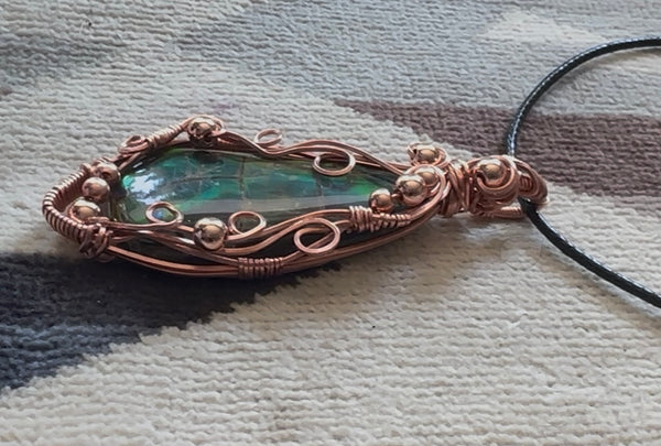 Ammolite Handmade Copper wire wrapped pendant JWY-18