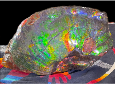 15.6" Huge Rainbow Double-sided Ammolite Rough Display Stone,Imperial red! Specimen 399mm, Fossil,Fengshui,Metaphysical,Home Decor AF-118