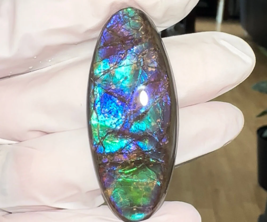 Loose Stone, Ammolite,Freeform, Cabochon 54x23mm, Loose gemstone Canadian Ammonite,wrapping jewellery,  FC-163