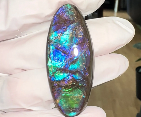 Loose Stone, Ammolite,Freeform, Cabochon 54x23mm, Loose gemstone Canadian Ammonite,wrapping jewellery,  FC-163