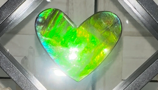 Heart shaped Ammolite Imperial Double-Sided NATURAL Polished Freeform Stone Collector's Gemstone 52x41mm, Polished/Coated IMP101