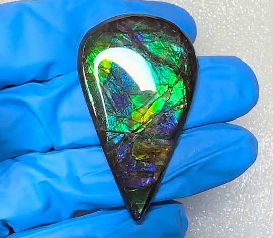 Loose Stone, Ammolite,Freeform, Cabochon 45.5x27x3.5mm, Loose gemstone Canadian Ammonite,wrapping jewellery,Bright!  FC-157